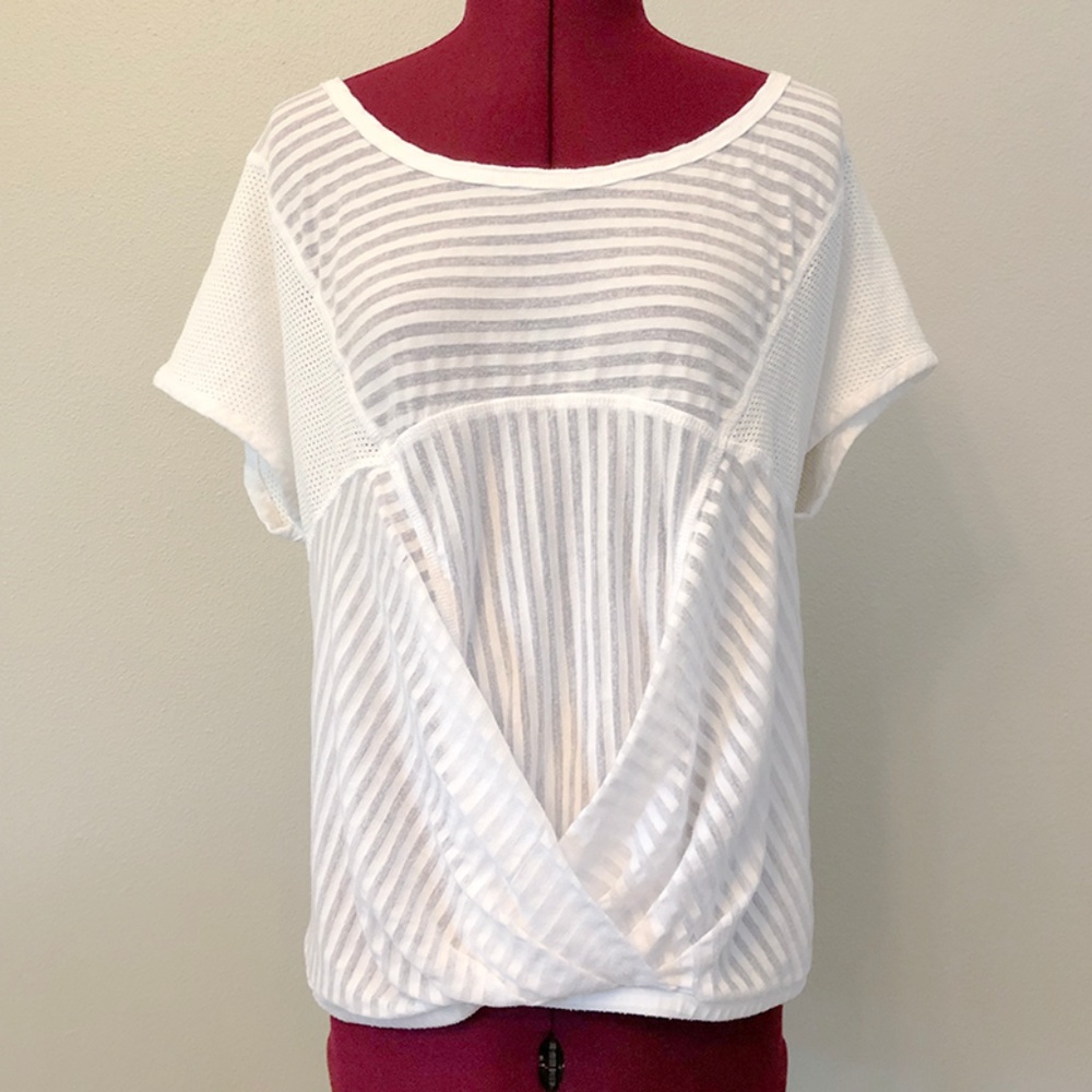 DKNY | Sheer Striped Pleated Blouse